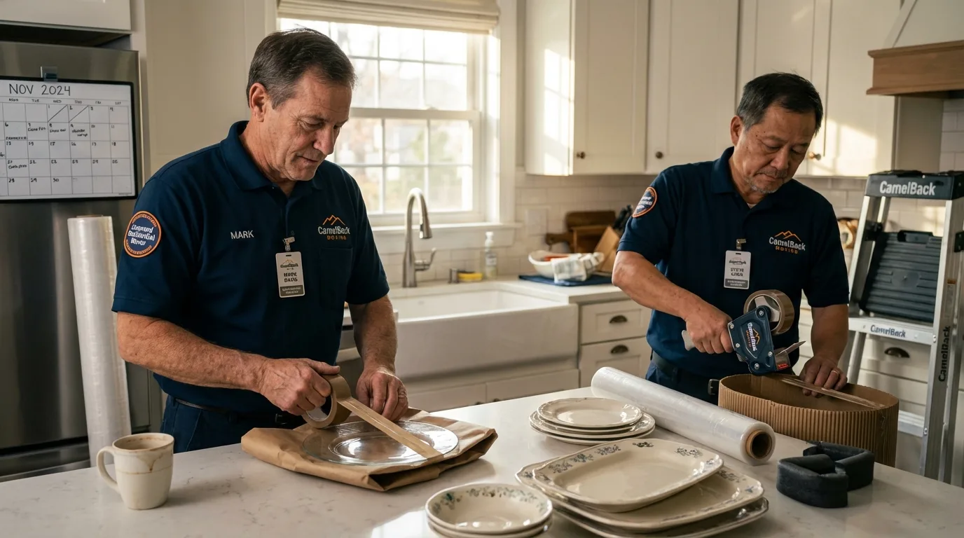 Professional crew packing kitchen dishware in West Orange, NJ